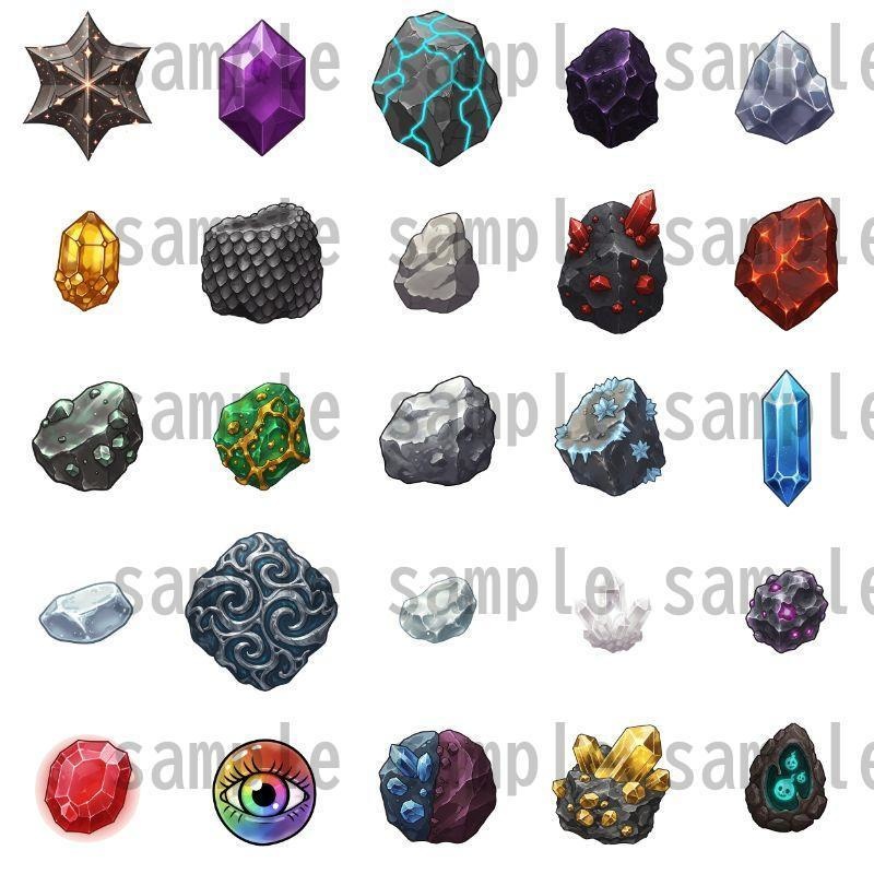 【背景透過】鉱石アイコン 114種【著作権フリー素材】icon画像