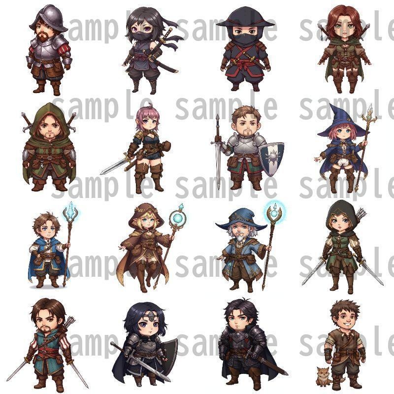 【200枚】デフォルメRPG職業立ち絵【著作権フリー素材】TRPG・動画など