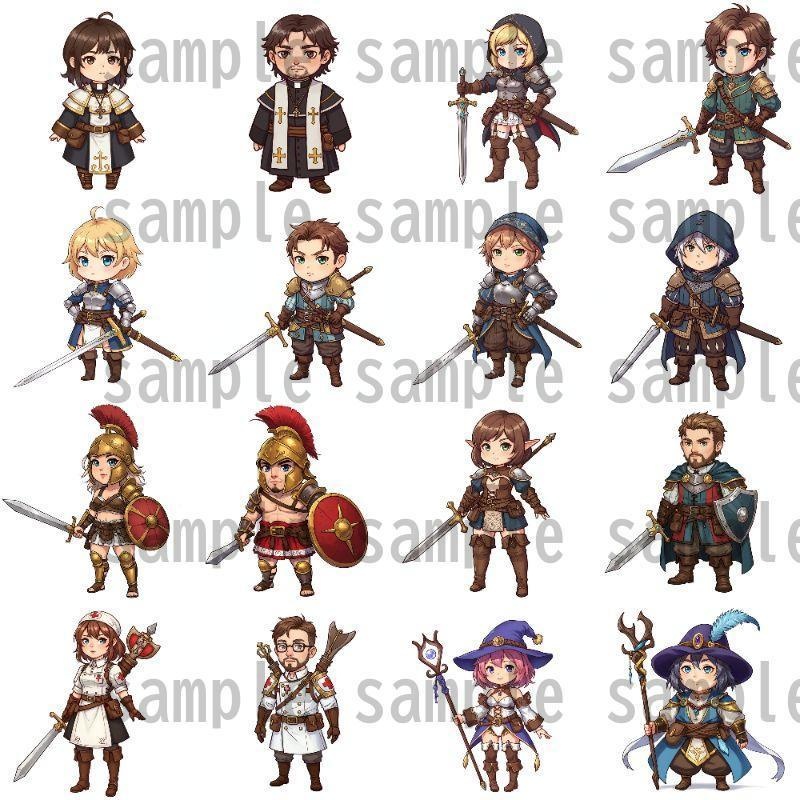 【200枚】デフォルメRPG職業立ち絵【著作権フリー素材】TRPG・動画など