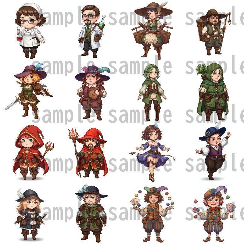 【200枚】デフォルメRPG職業立ち絵【著作権フリー素材】TRPG・動画など