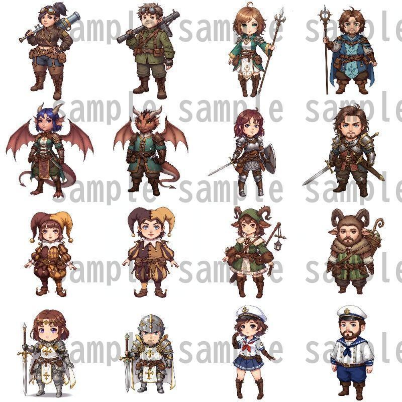 【200枚】デフォルメRPG職業立ち絵【著作権フリー素材】TRPG・動画など