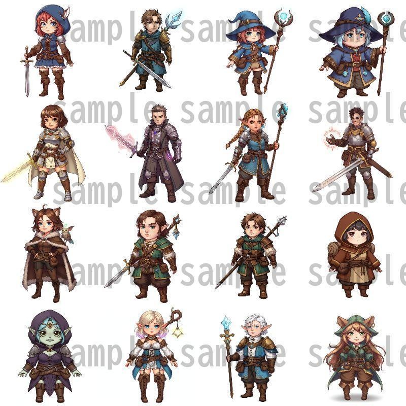 【200枚】デフォルメRPG職業立ち絵【著作権フリー素材】TRPG・動画など