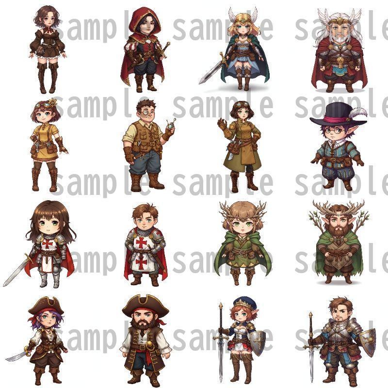 【200枚】デフォルメRPG職業立ち絵【著作権フリー素材】TRPG・動画など