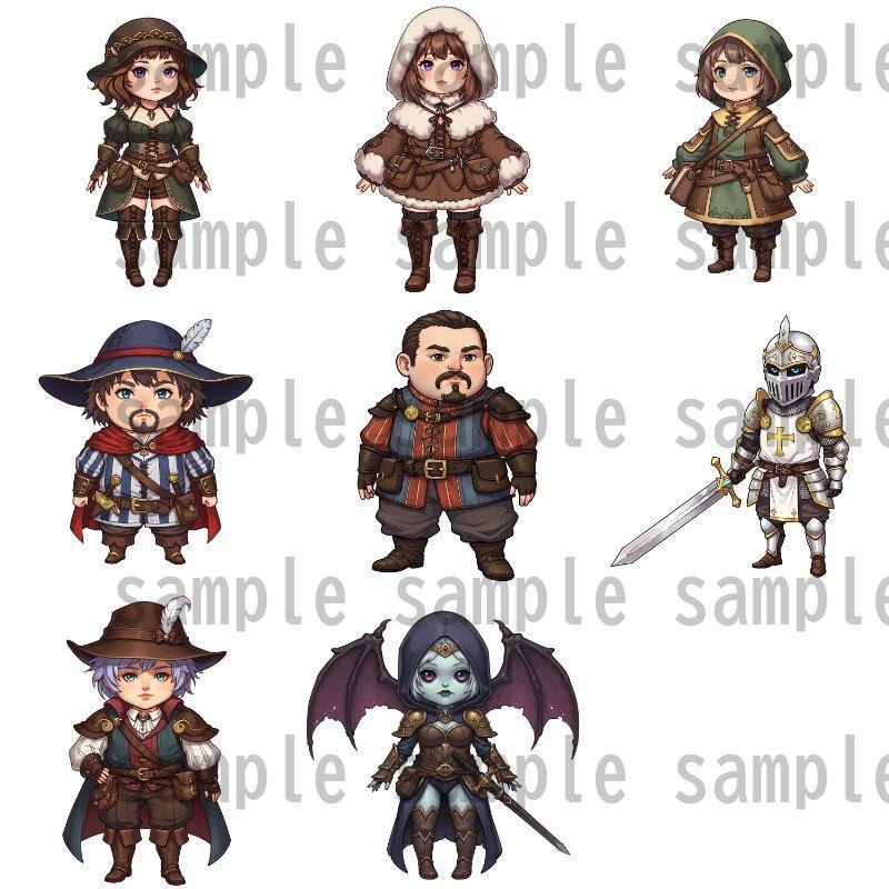 【200枚】デフォルメRPG職業立ち絵【著作権フリー素材】TRPG・動画など