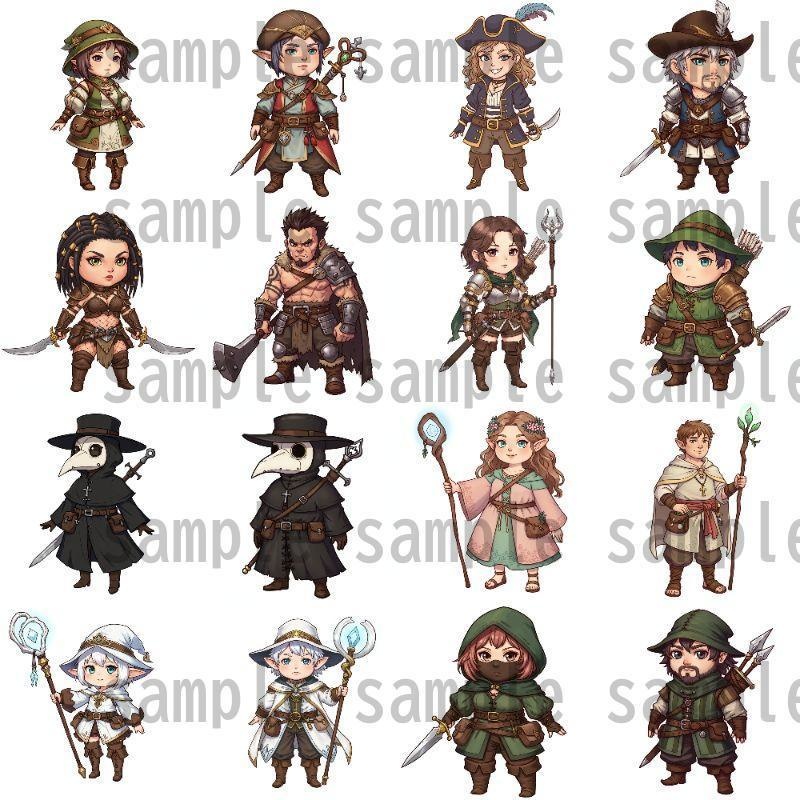【200枚】デフォルメRPG職業立ち絵【著作権フリー素材】TRPG・動画など
