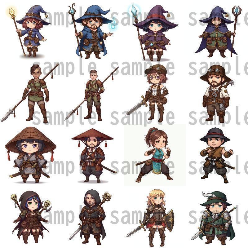 【200枚】デフォルメRPG職業立ち絵【著作権フリー素材】TRPG・動画など