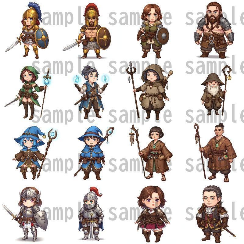 【200枚】デフォルメRPG職業立ち絵【著作権フリー素材】TRPG・動画など