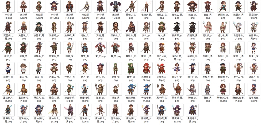 【200枚】デフォルメRPG職業立ち絵【著作権フリー素材】TRPG・動画など
