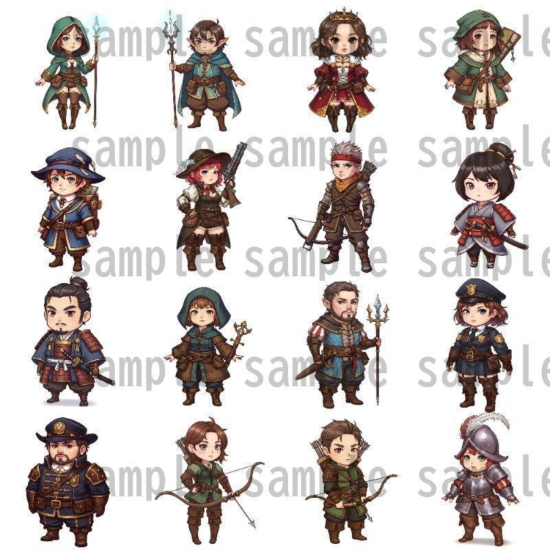 【200枚】デフォルメRPG職業立ち絵【著作権フリー素材】TRPG・動画など