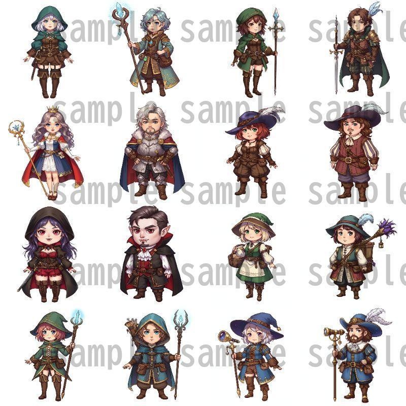 【200枚】デフォルメRPG職業立ち絵【著作権フリー素材】TRPG・動画など