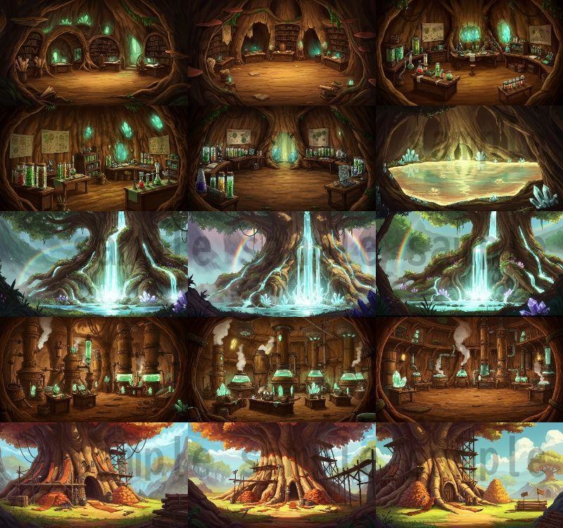 【168枚】世界樹と共生都市 ファンタジー背景イラスト【著作権フリー素材】TRPGや動画・表紙などに!