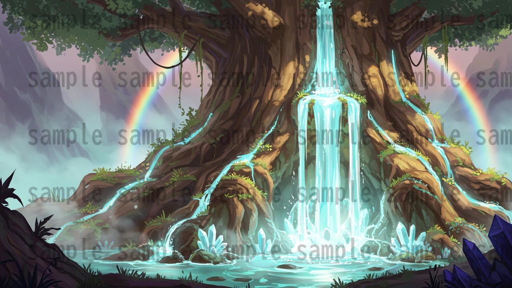 【168枚】世界樹と共生都市 ファンタジー背景イラスト【著作権フリー素材】TRPGや動画・表紙などに!