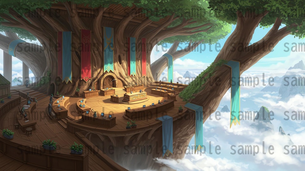 【168枚】世界樹と共生都市 ファンタジー背景イラスト【著作権フリー素材】TRPGや動画・表紙などに!