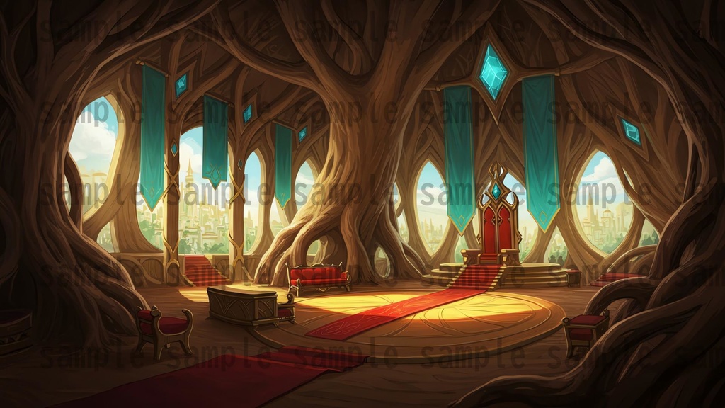 【168枚】世界樹と共生都市 ファンタジー背景イラスト【著作権フリー素材】TRPGや動画・表紙などに!