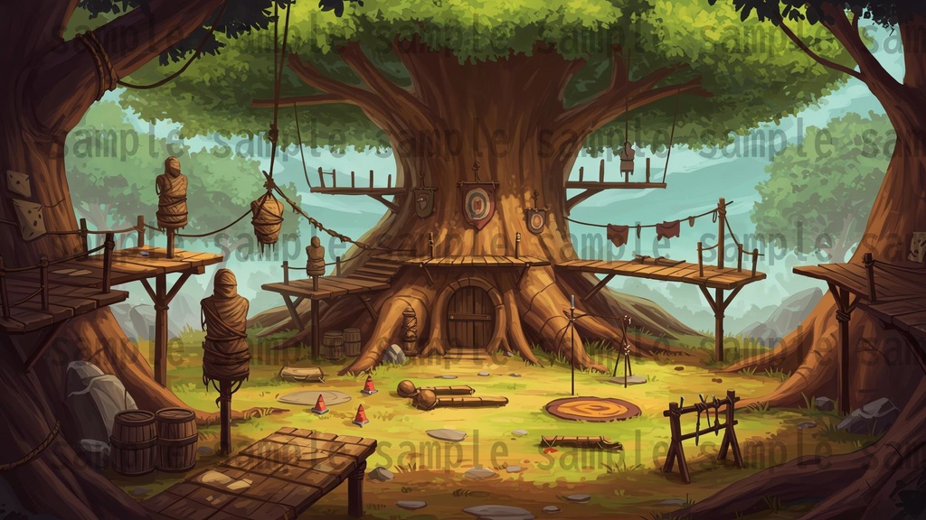 【168枚】世界樹と共生都市 ファンタジー背景イラスト【著作権フリー素材】TRPGや動画・表紙などに!