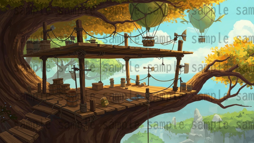 【168枚】世界樹と共生都市 ファンタジー背景イラスト【著作権フリー素材】TRPGや動画・表紙などに!