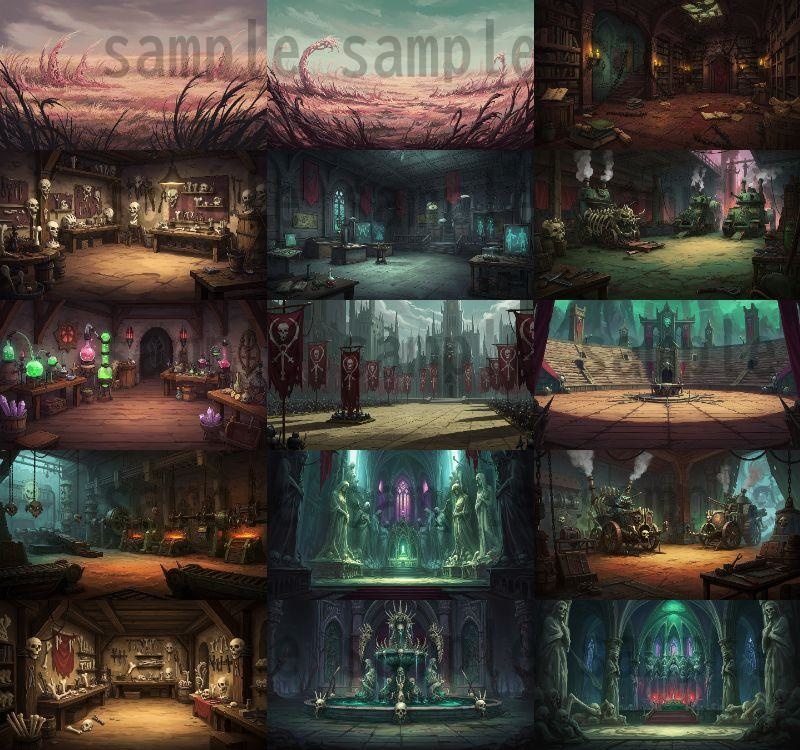 【142枚】ネクロマンサー帝国 ダークファンタジー【著作権フリー素材】TRPGや動画などに!