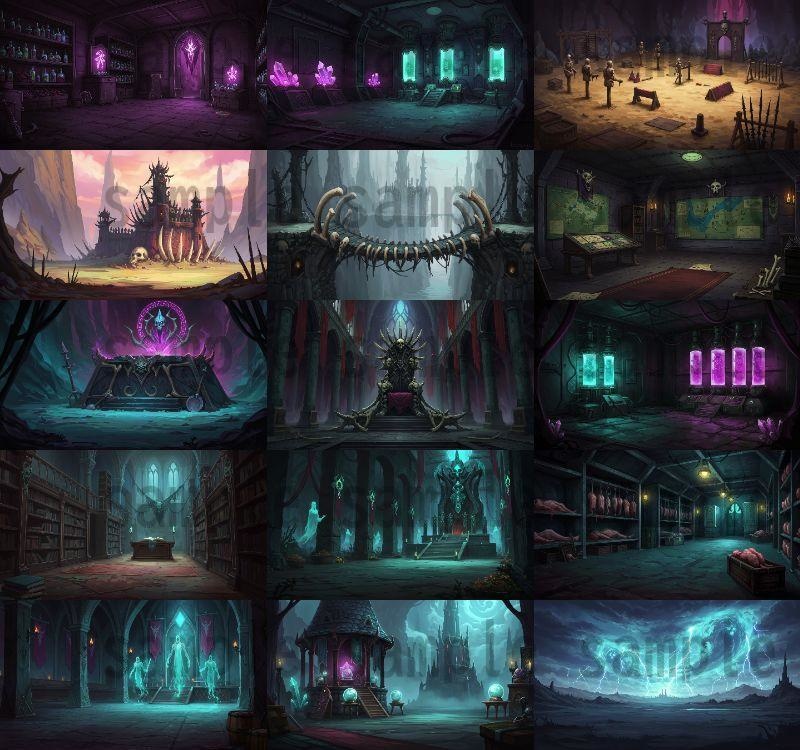 【142枚】ネクロマンサー帝国 ダークファンタジー【著作権フリー素材】TRPGや動画などに!