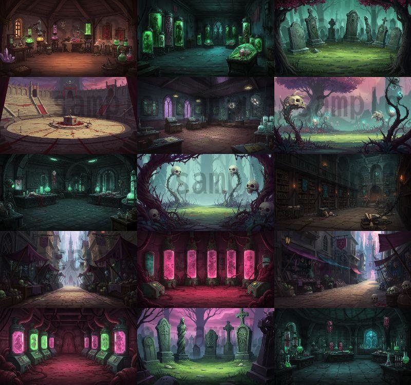 【142枚】ネクロマンサー帝国 ダークファンタジー【著作権フリー素材】TRPGや動画などに!