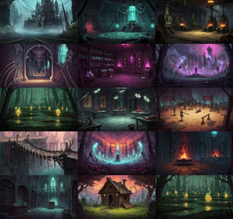 【142枚】ネクロマンサー帝国 ダークファンタジー【著作権フリー素材】TRPGや動画などに!