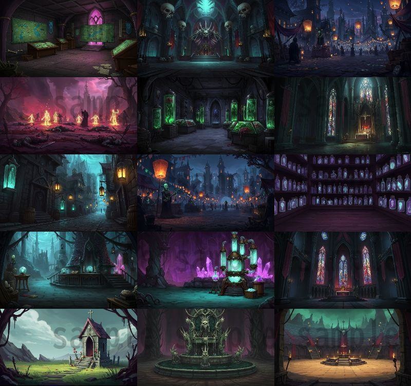 【142枚】ネクロマンサー帝国 ダークファンタジー【著作権フリー素材】TRPGや動画などに!