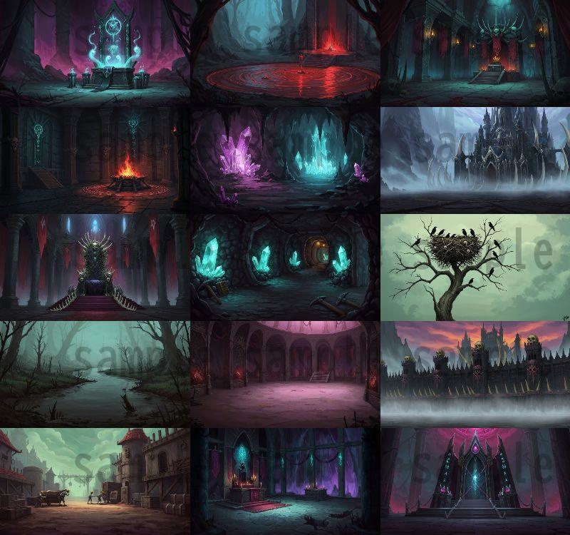 【142枚】ネクロマンサー帝国 ダークファンタジー【著作権フリー素材】TRPGや動画などに!