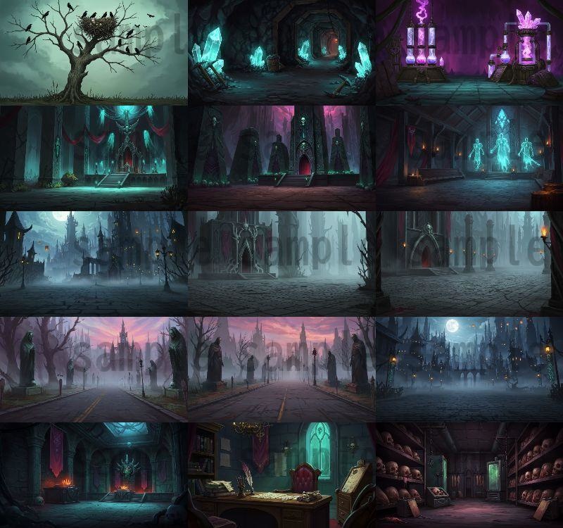 【142枚】ネクロマンサー帝国 ダークファンタジー【著作権フリー素材】TRPGや動画などに!