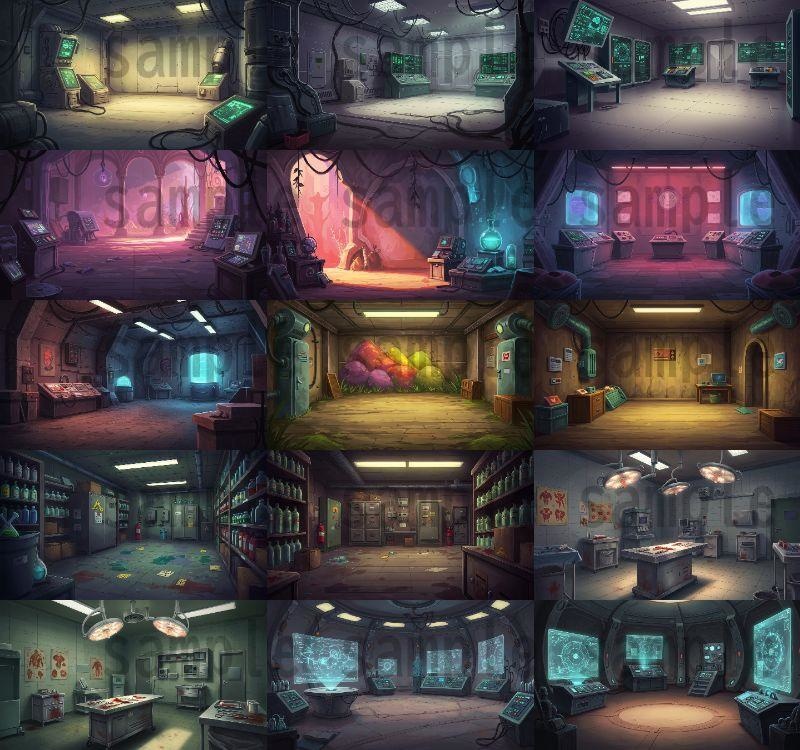 【101枚】禁断の実験研究所 背景イラスト【著作権フリー素材】TRPG/ゲーム背景画像