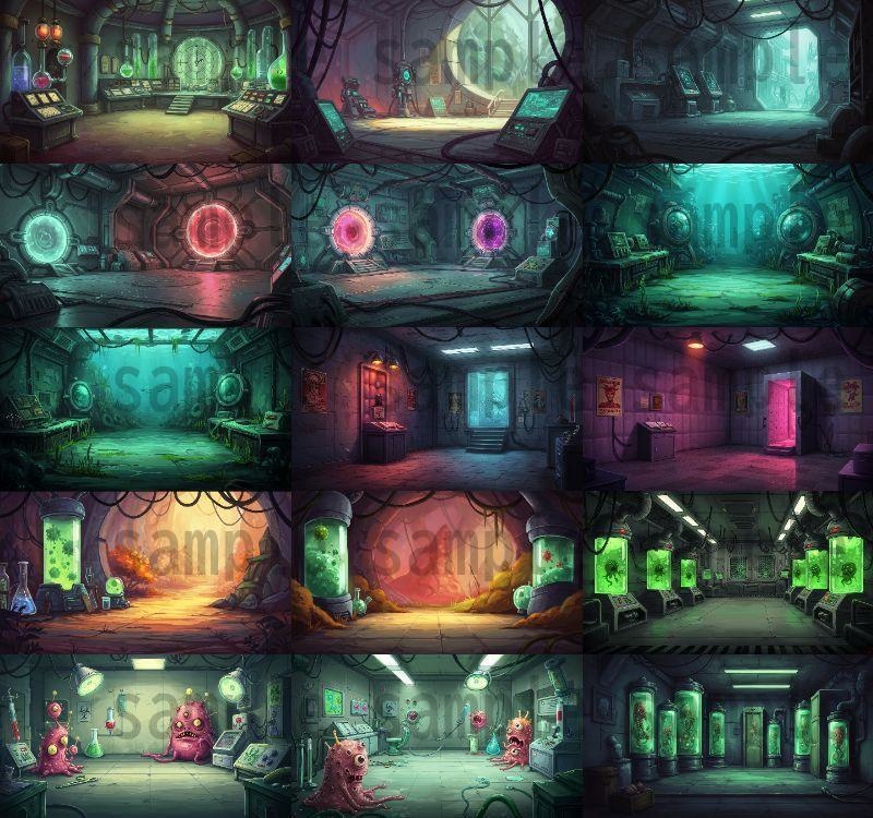 【101枚】禁断の実験研究所 背景イラスト【著作権フリー素材】TRPG/ゲーム背景画像