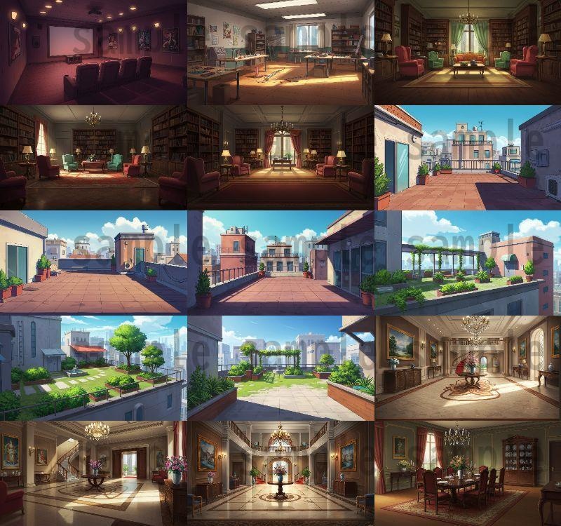 【230枚】豪邸屋敷の背景イラスト【著作権フリー素材】動画・TRPG背景画像