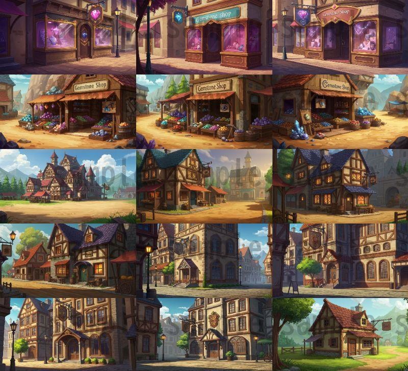 【180枚】ファンタジーRPG 店舗外観背景イラスト【著作権フリー素材】TRPG・動画/画像素材