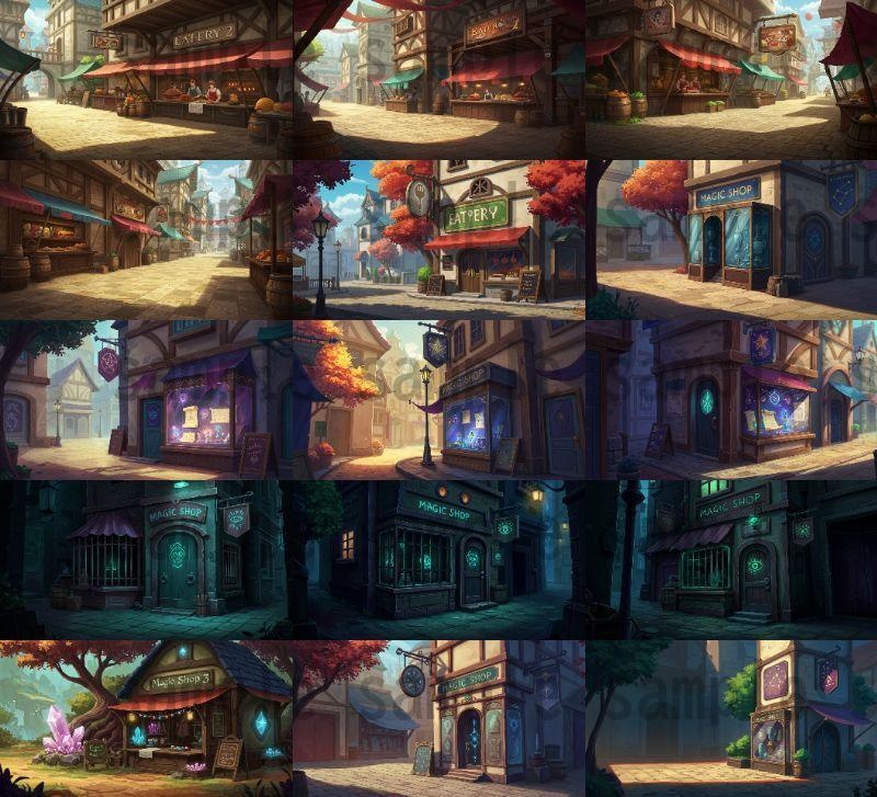 【180枚】ファンタジーRPG 店舗外観背景イラスト【著作権フリー素材】TRPG・動画/画像素材