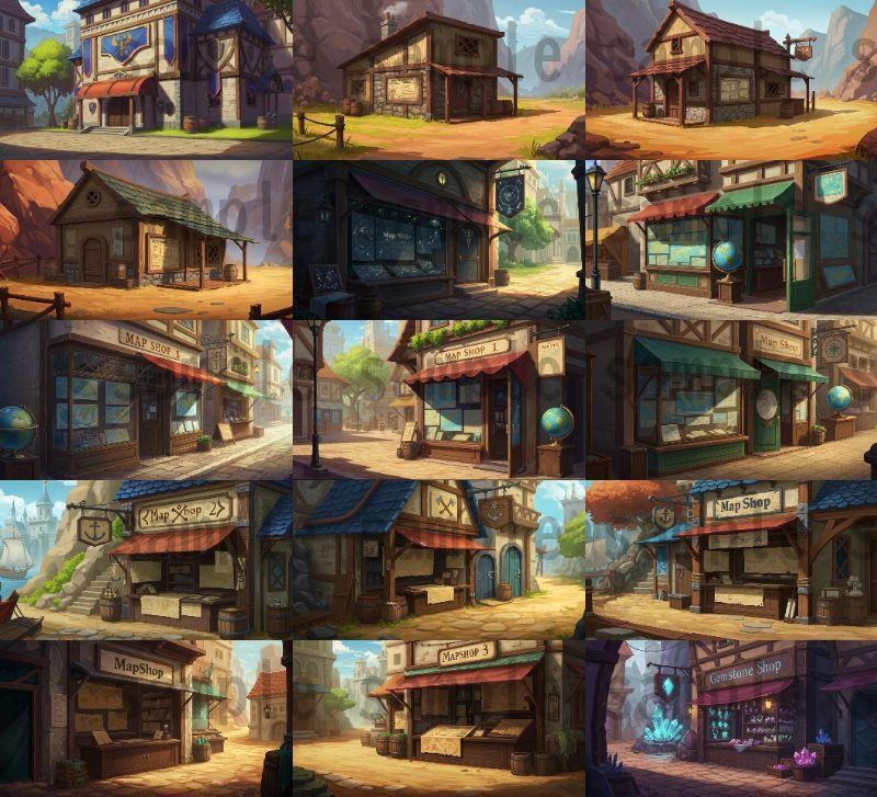 【180枚】ファンタジーRPG 店舗外観背景イラスト【著作権フリー素材】TRPG・動画/画像素材