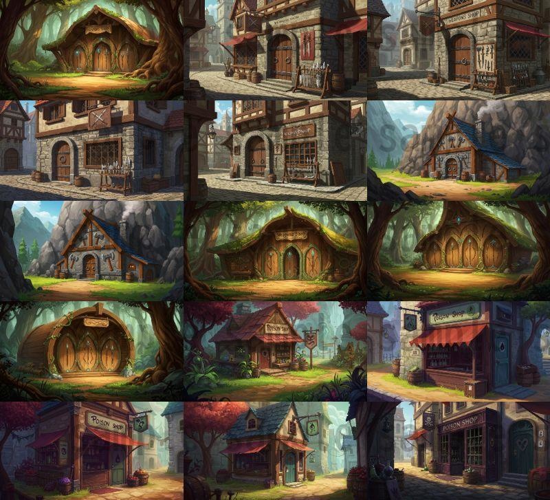 【180枚】ファンタジーRPG 店舗外観背景イラスト【著作権フリー素材】TRPG・動画/画像素材