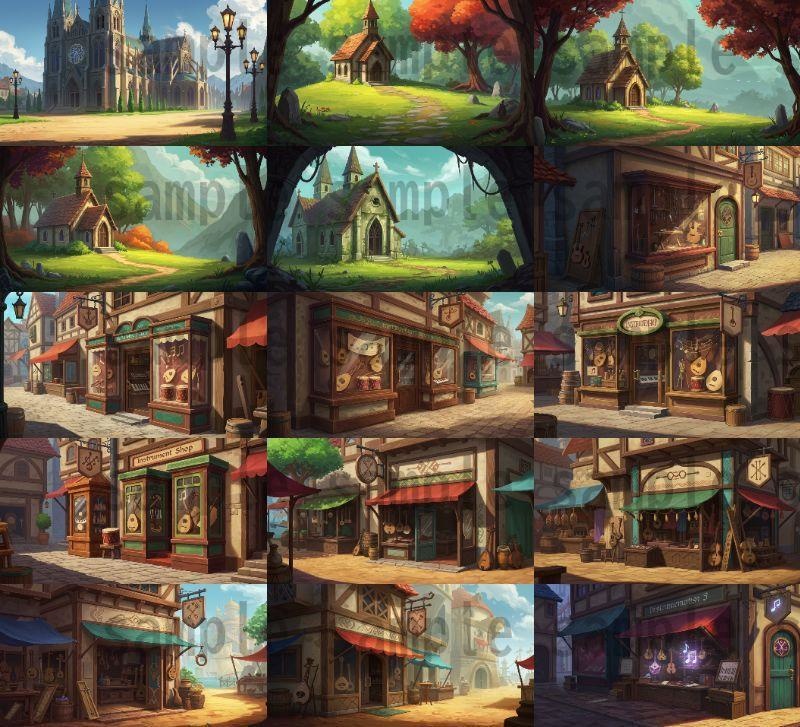 【180枚】ファンタジーRPG 店舗外観背景イラスト【著作権フリー素材】TRPG・動画/画像素材