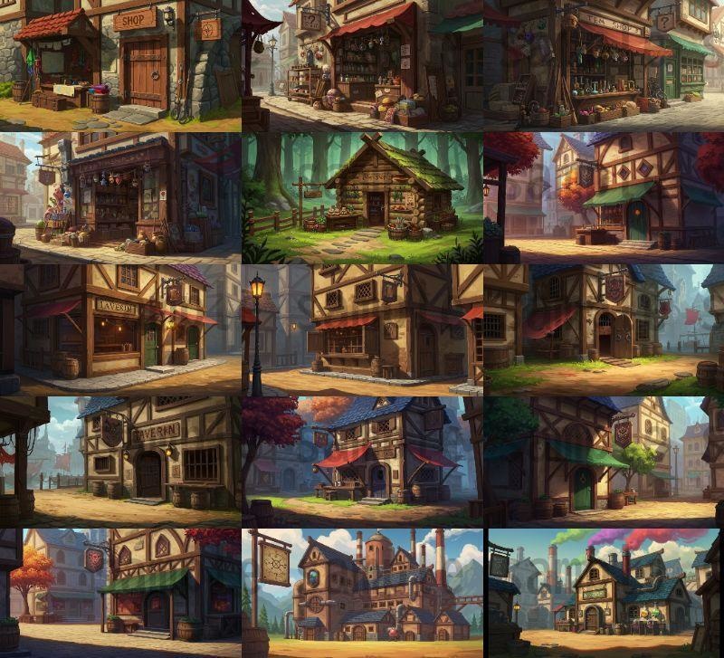 【180枚】ファンタジーRPG 店舗外観背景イラスト【著作権フリー素材】TRPG・動画/画像素材