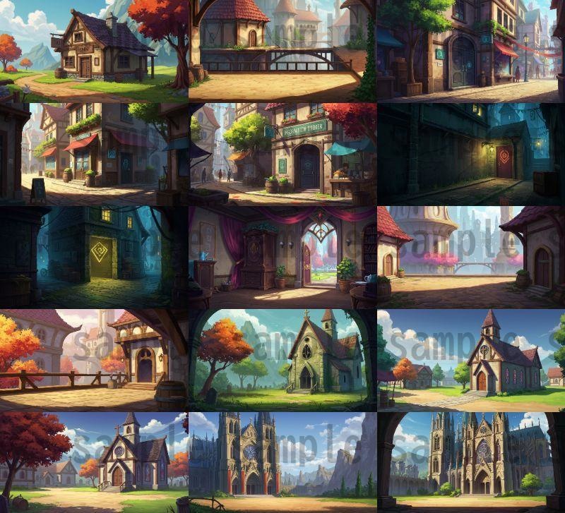 【180枚】ファンタジーRPG 店舗外観背景イラスト【著作権フリー素材】TRPG・動画/画像素材