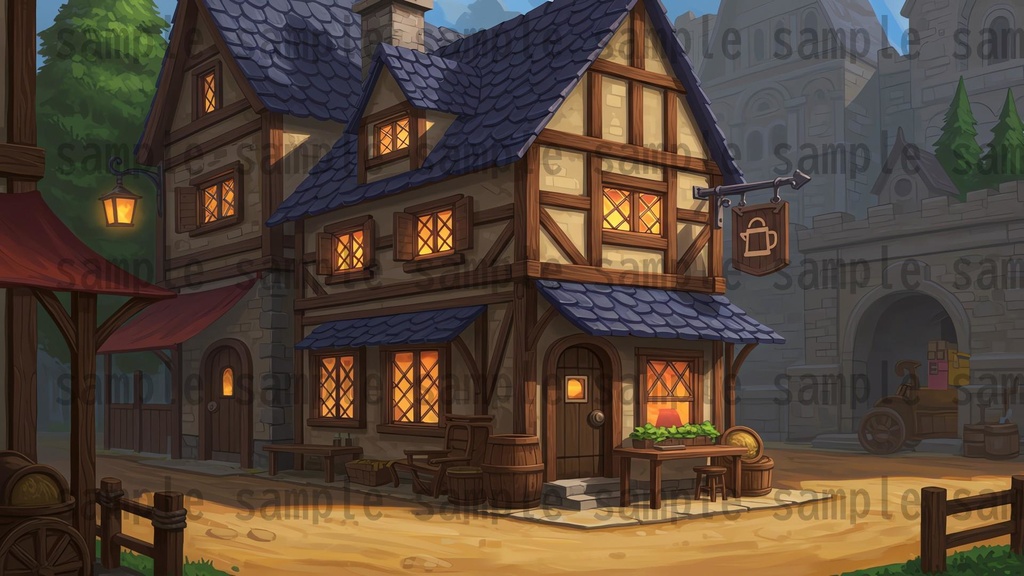 【180枚】ファンタジーRPG 店舗外観背景イラスト【著作権フリー素材】TRPG・動画/画像素材