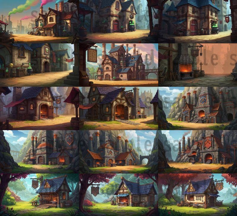 【180枚】ファンタジーRPG 店舗外観背景イラスト【著作権フリー素材】TRPG・動画/画像素材