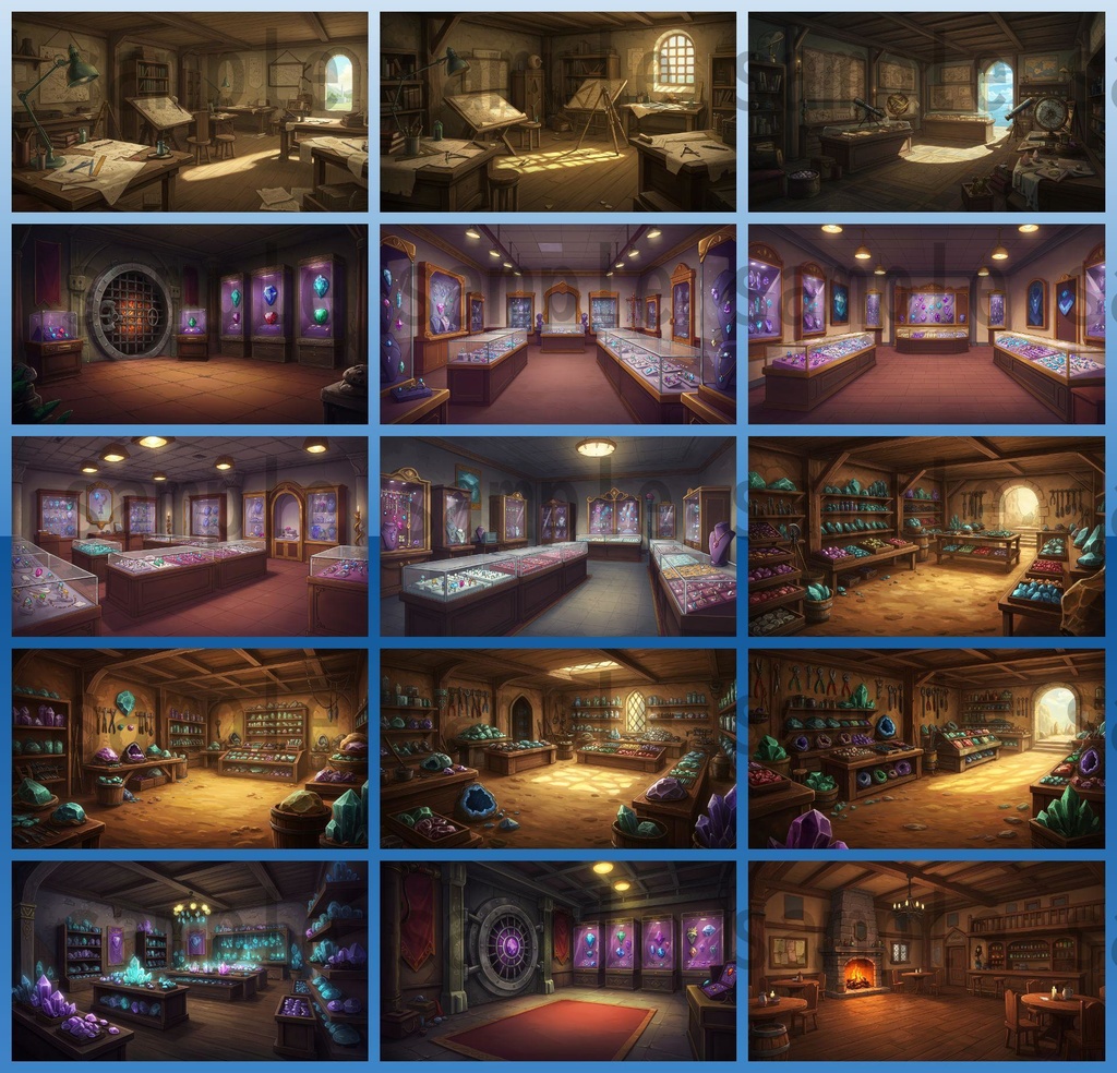 【183枚】RPG 店内背景イラスト【著作権フリー素材】店舗内画像/TRPG・動画素材などに!