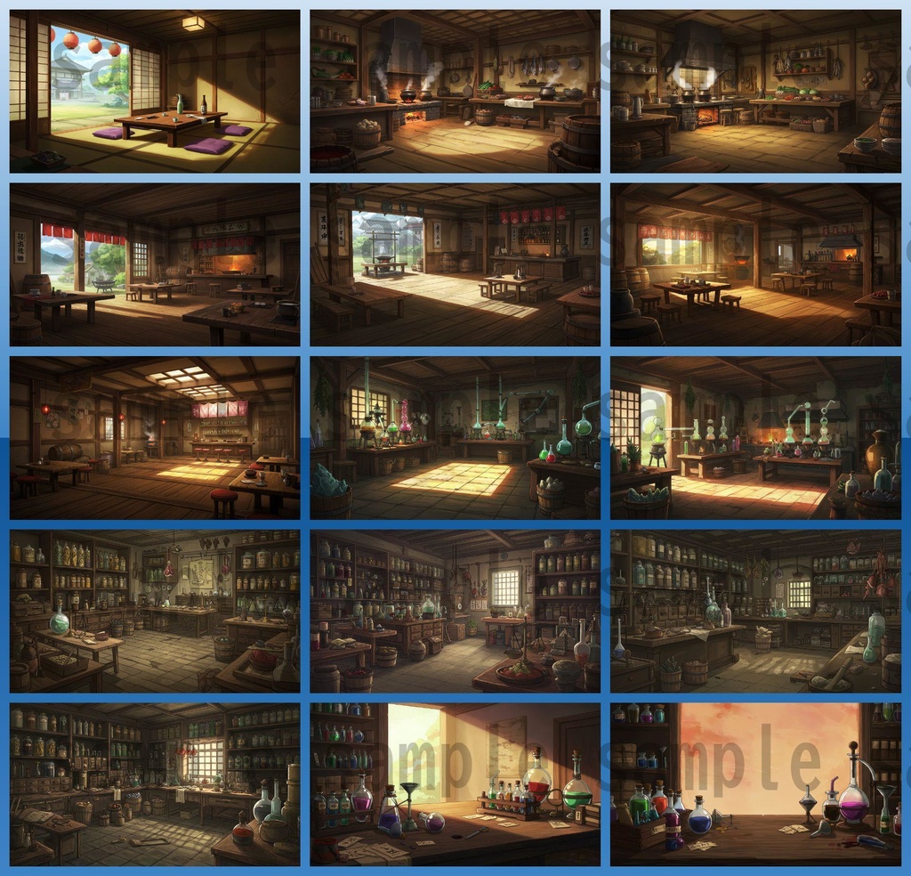 【226枚】日本の戦国時代RPG 店内風景 背景イラスト【著作権フリー素材】