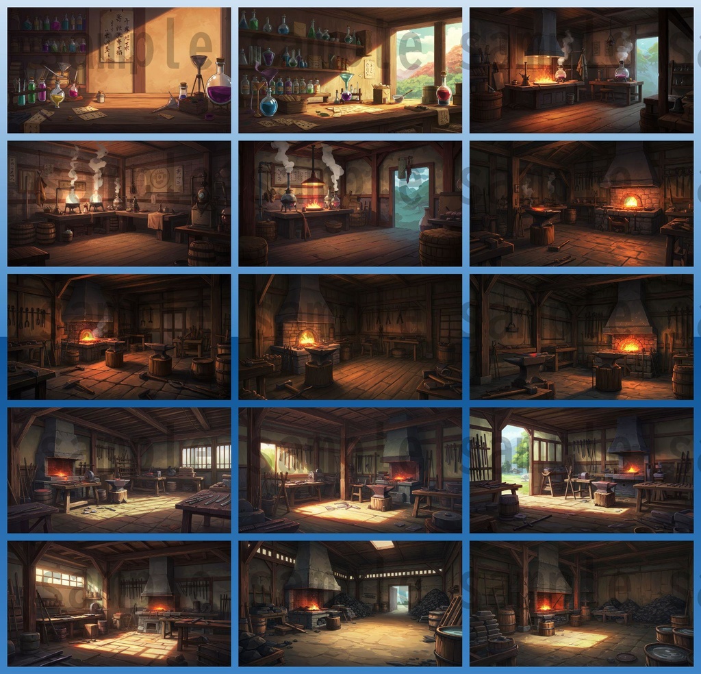 【226枚】日本の戦国時代RPG 店内風景 背景イラスト【著作権フリー素材】