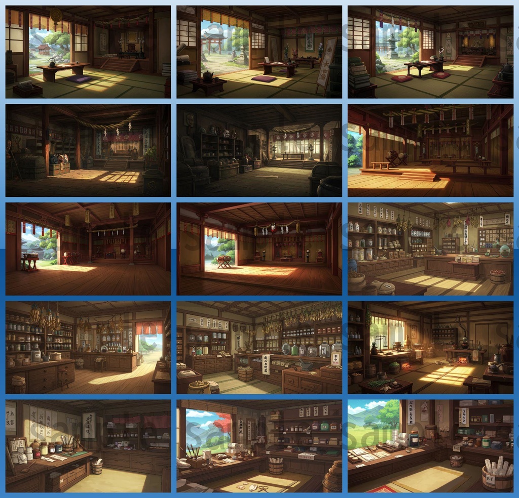 【226枚】日本の戦国時代RPG 店内風景 背景イラスト【著作権フリー素材】