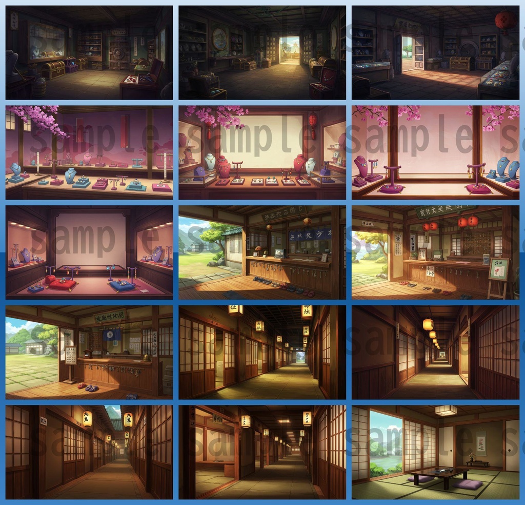 【226枚】日本の戦国時代RPG 店内風景 背景イラスト【著作権フリー素材】