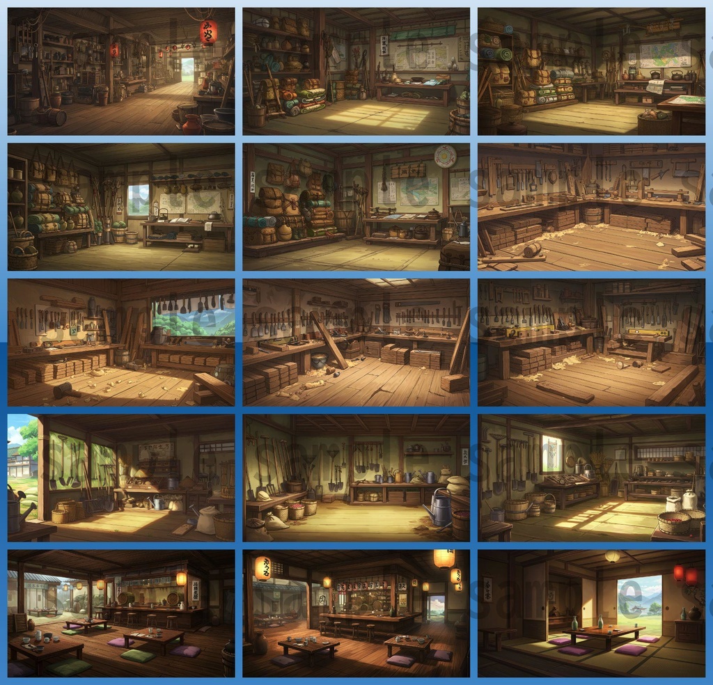 【226枚】日本の戦国時代RPG 店内風景 背景イラスト【著作権フリー素材】