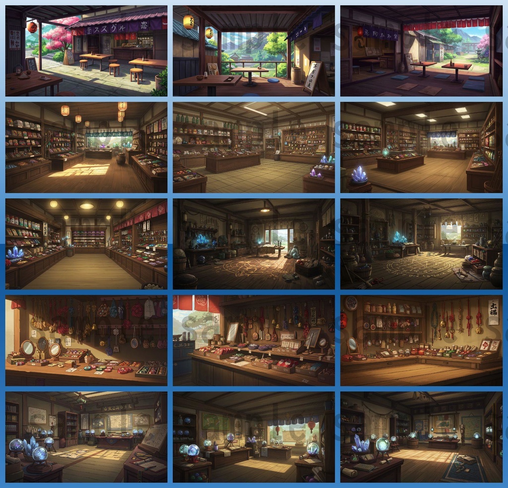 【226枚】日本の戦国時代RPG 店内風景 背景イラスト【著作権フリー素材】