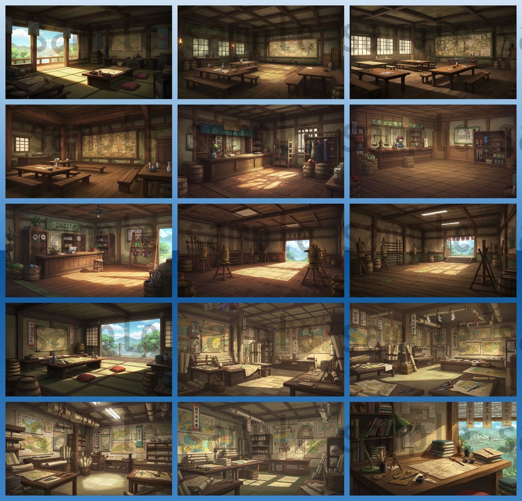 【226枚】日本の戦国時代RPG 店内風景 背景イラスト【著作権フリー素材】