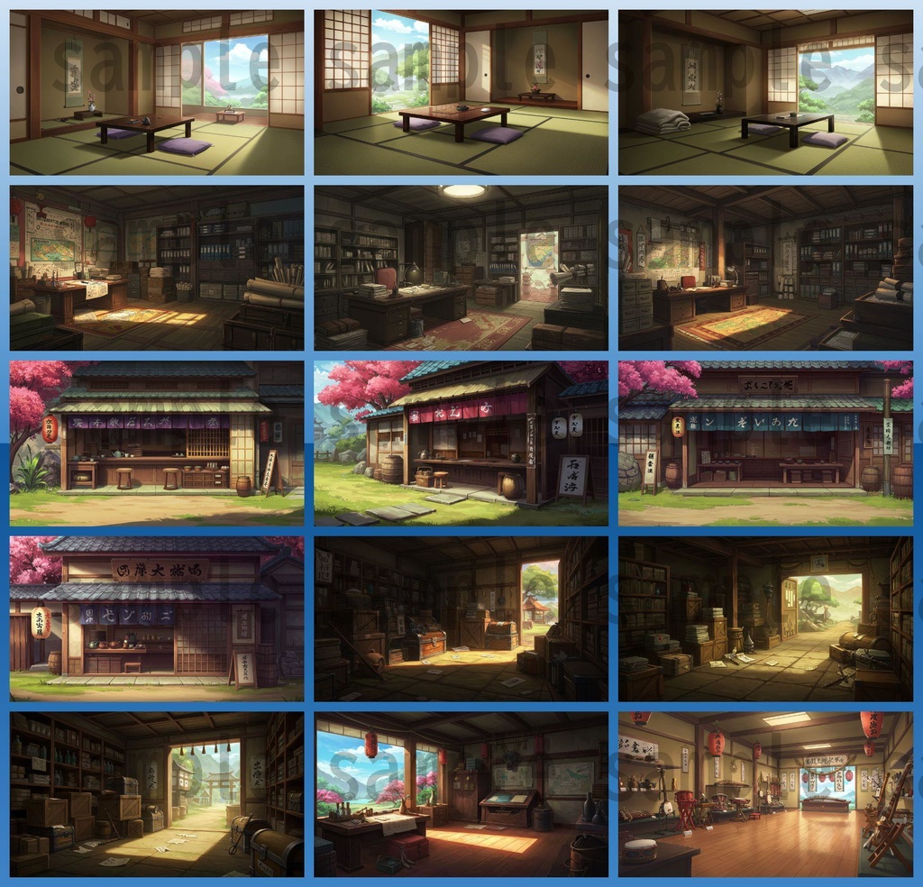 【226枚】日本の戦国時代RPG 店内風景 背景イラスト【著作権フリー素材】