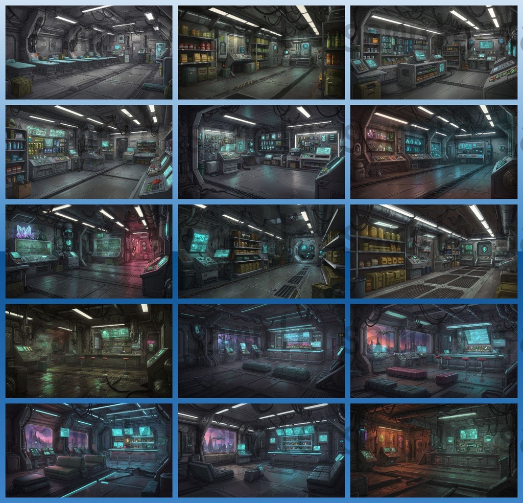 【81枚】SF 店内風景 背景イラスト【著作権フリー素材】
