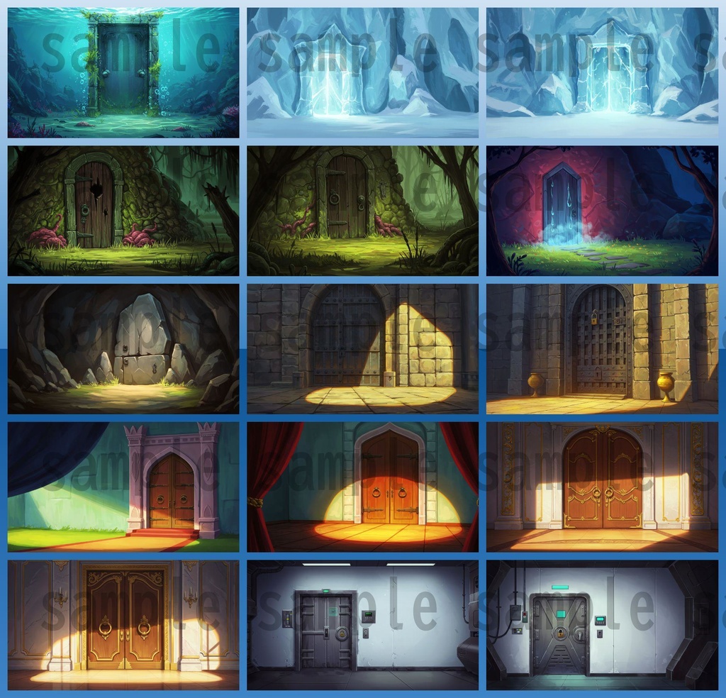 【99枚】閉じた扉の正面 背景イラスト【著作権フリー素材】